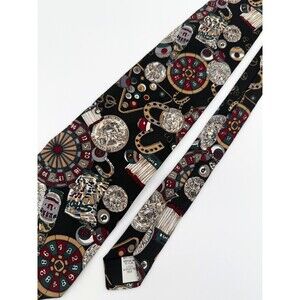 Oscar De La Renta Couture Men 100% Silk Casino Gambling Necktie Tie 57"L  4"W